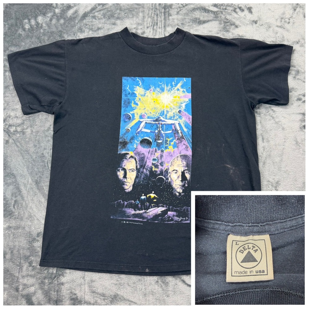 Vintage 1993 Star Trek Generations Movie Promo T-Shirt Delta‎ Single Stitch L